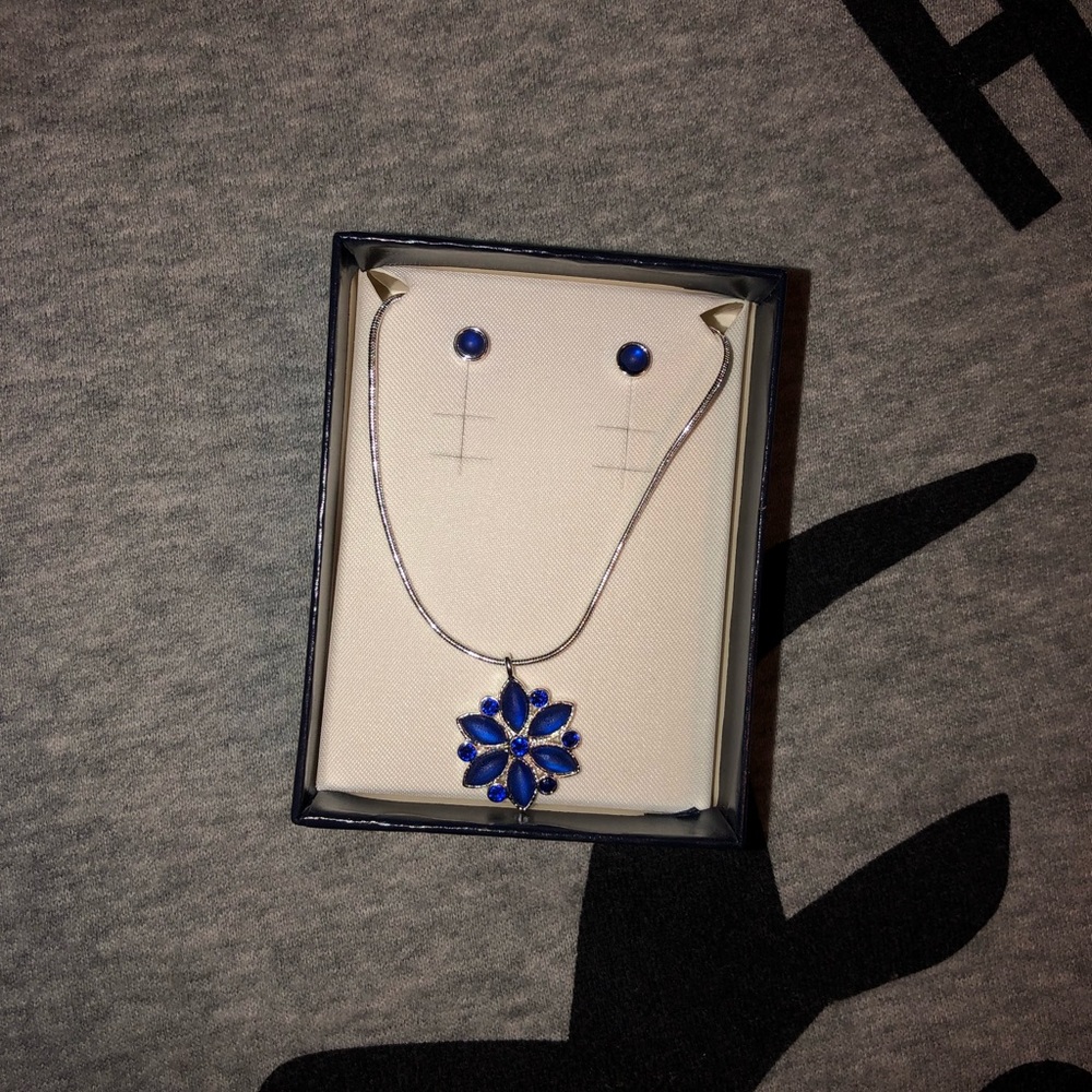 Blue earrings and necklace set - Picture 1 of 1